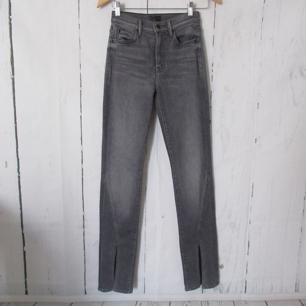 Mother Jeans 23 The Rascal‎ Sliced Up Heel Grey Slit Hem Digging Up Dirt